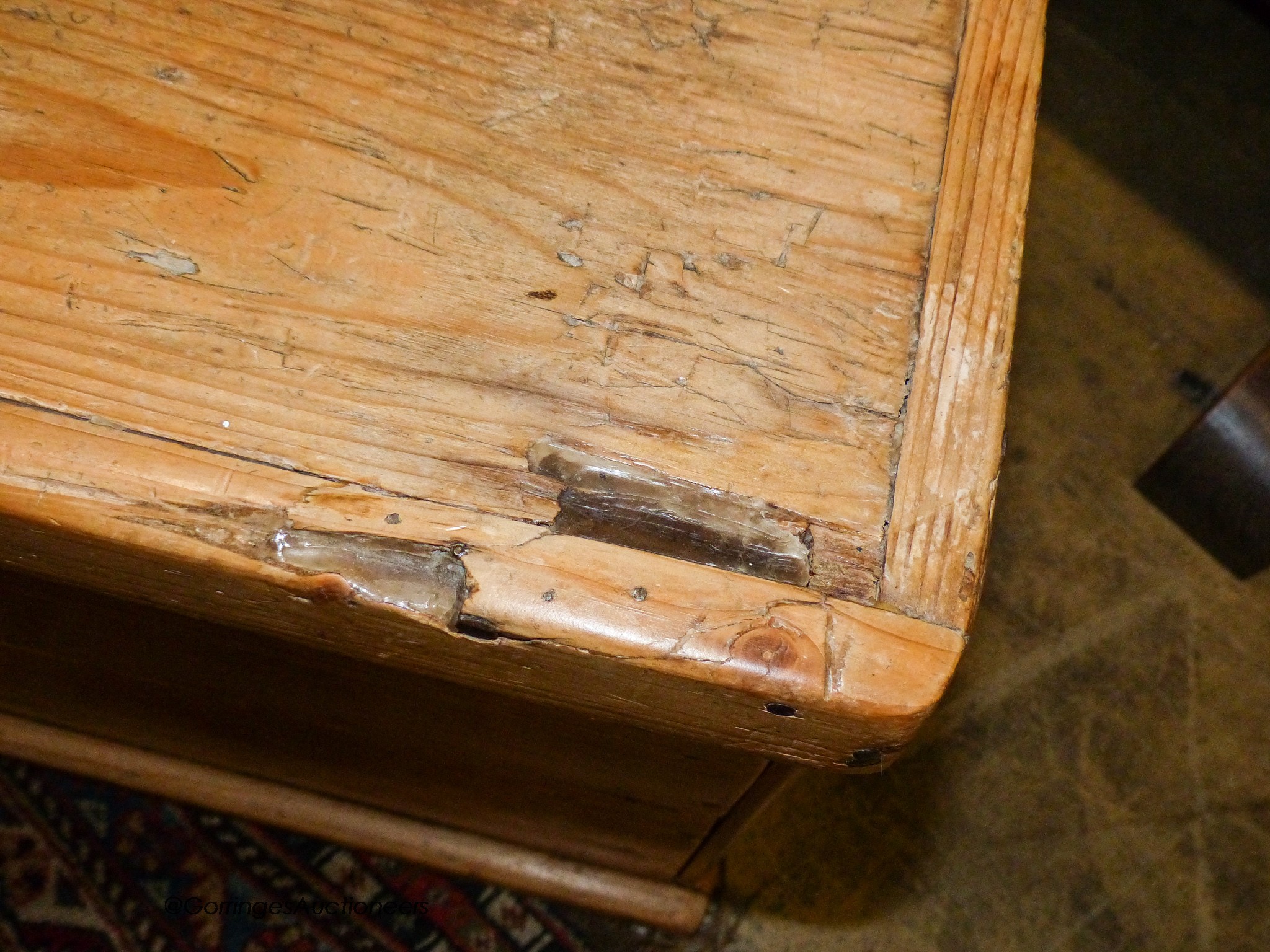 A Victorian pine blanket box with drawer, width 79cm, depth 50cm, height 50cm